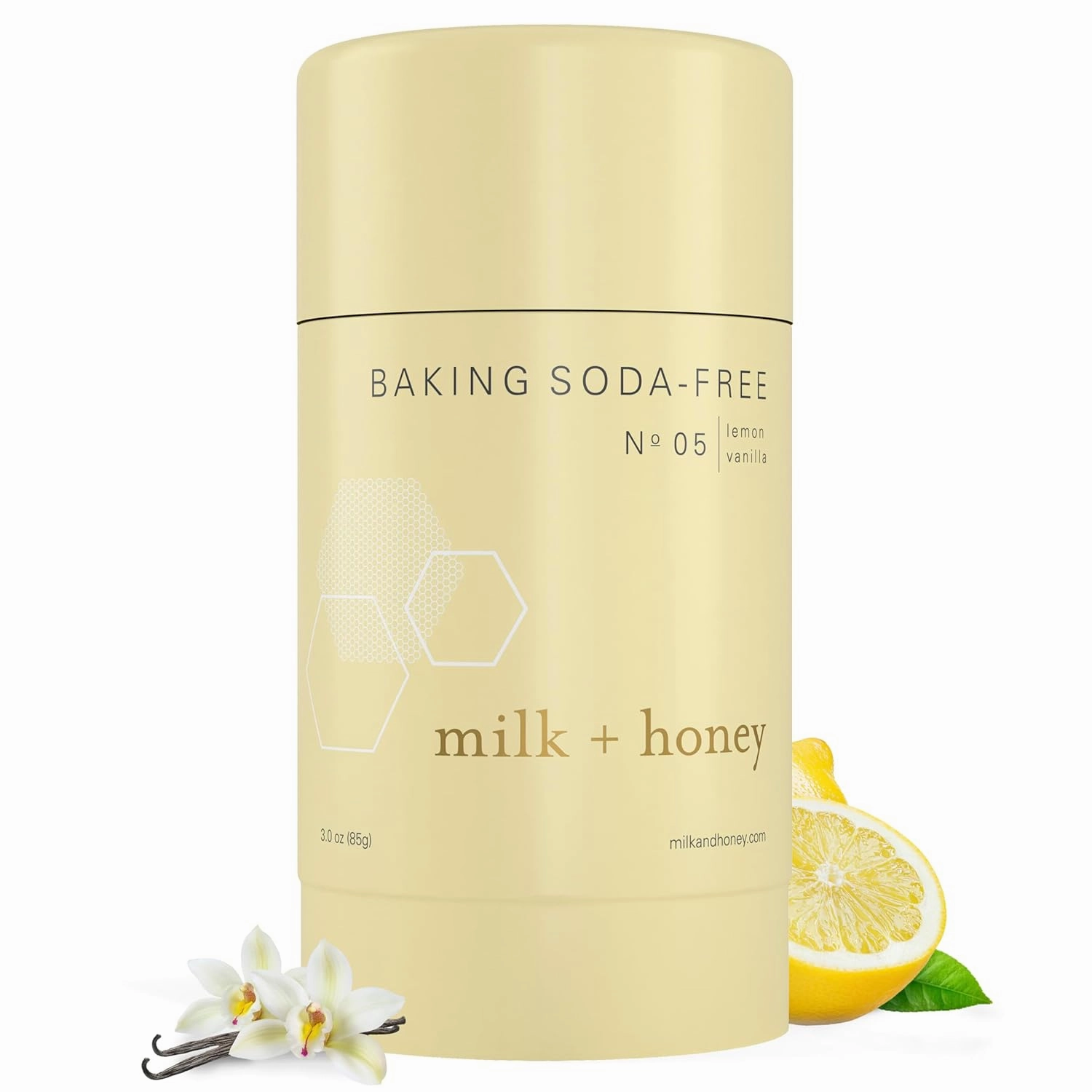 milk   honey Baking Soda Free Deodorant No. 05, Aluminum Free Deodorant for Women and Men, Natural with Lemon and Vanilla Scent, 2.6 Oz