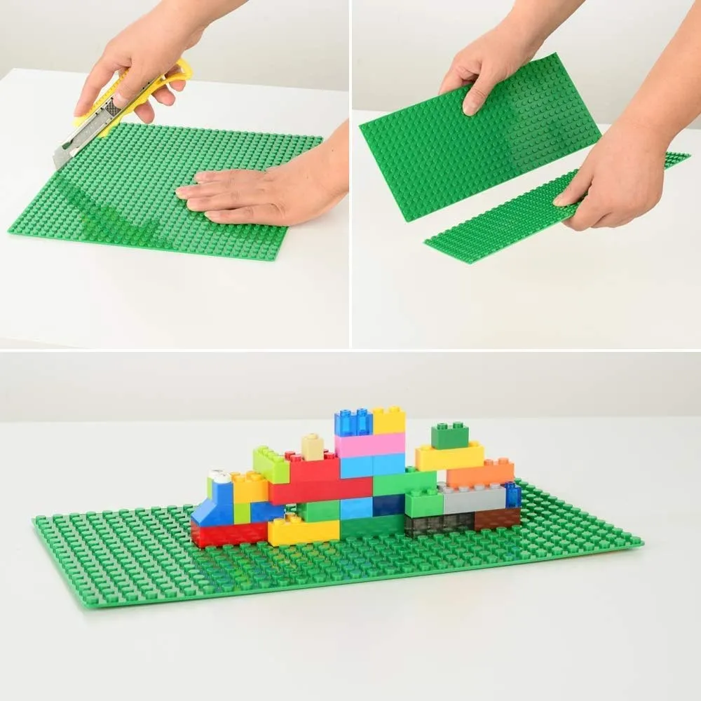 MIMAX Peel-and-Stick Baseplates 10PCS (10"x10"), Toy Building Brick Blocks Base Plates, Self Adhesive Baseplate for All Major Brands, Build On Table Wall (Green)
