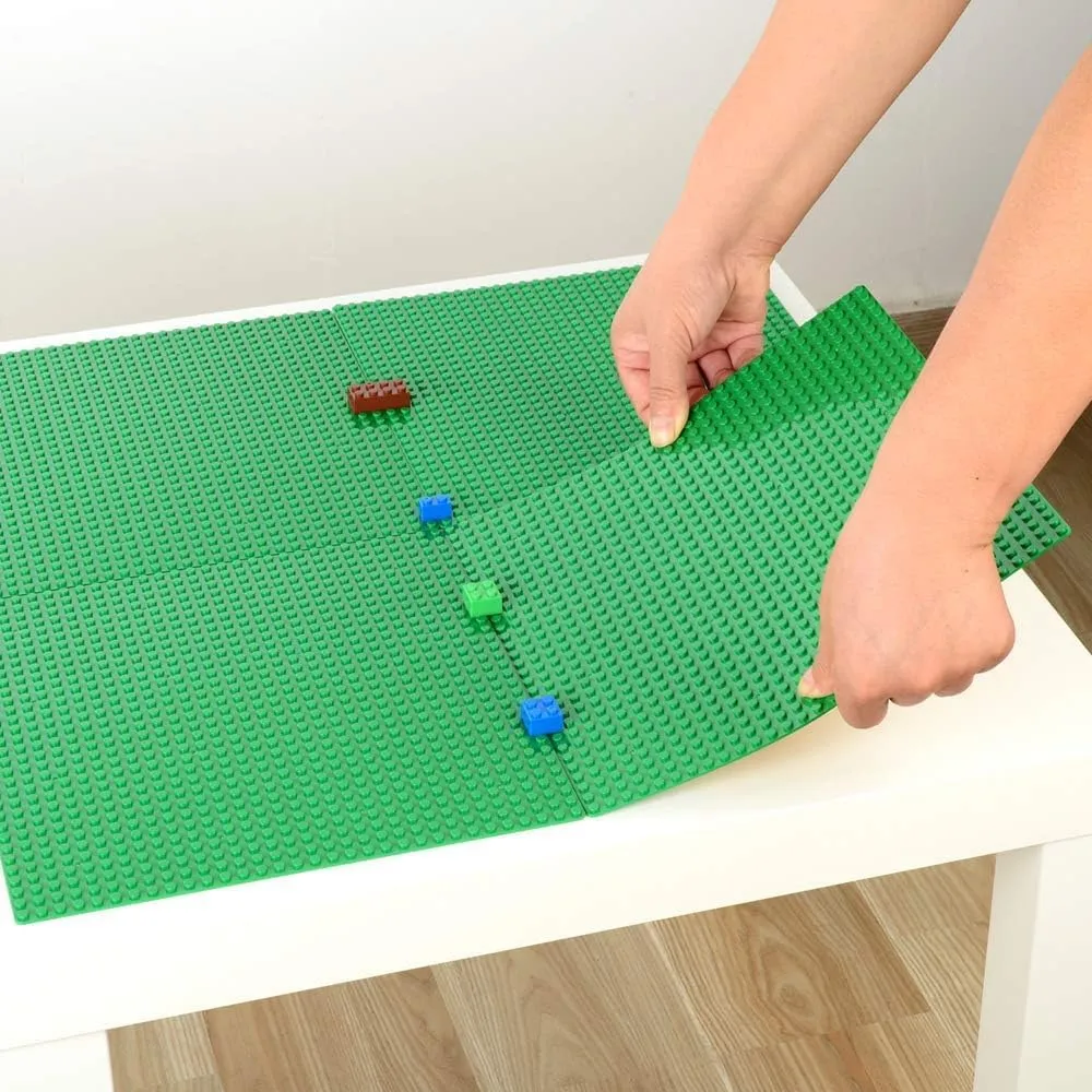 MIMAX Peel-and-Stick Baseplates 10PCS (10"x10"), Toy Building Brick Blocks Base Plates, Self Adhesive Baseplate for All Major Brands, Build On Table Wall (Green)