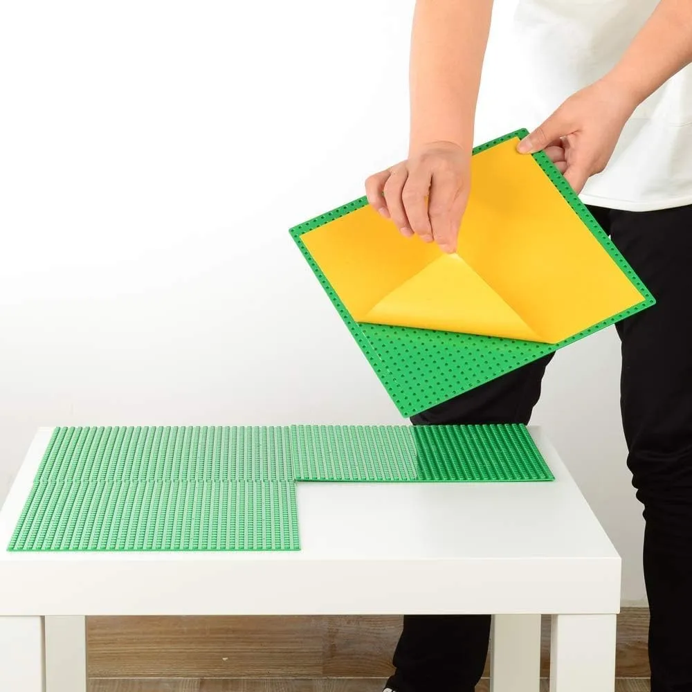 MIMAX Peel-and-Stick Baseplates 10PCS (10"x10"), Toy Building Brick Blocks Base Plates, Self Adhesive Baseplate for All Major Brands, Build On Table Wall (Green)