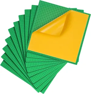 MIMAX Peel-and-Stick Baseplates 10PCS (10"x10"), Toy Building Brick Blocks Base Plates, Self Adhesive Baseplate for All Major Brands, Build On Table Wall (Green)