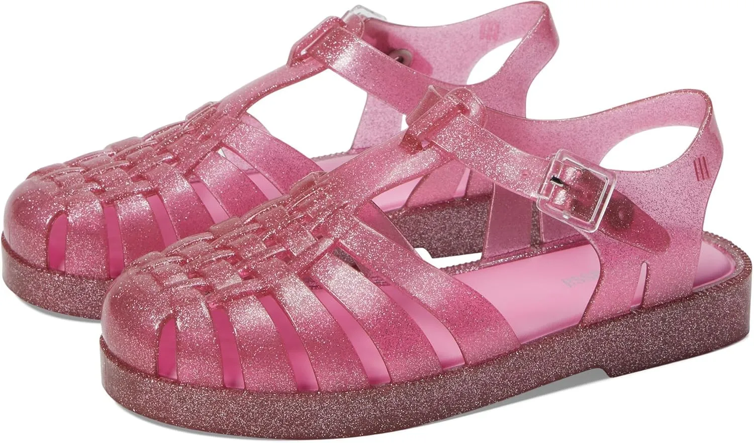 Mini Melissa Girls Possession Shiny (Little Big Kid) Fisherman Sandal, Glitter Pink, 3
