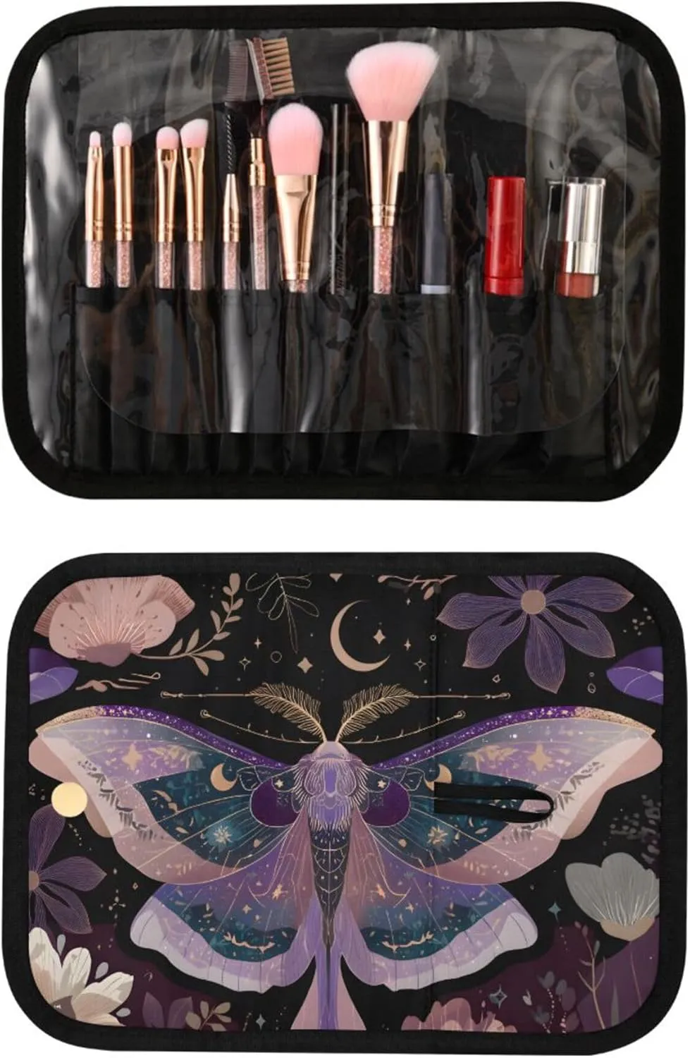 MNSRUU Goth Toiletry Bag Mauve Moths Hanging Makeup Bag for Toiletries 3 PCS Travel Toiletry Organizer Portable Clear Toiletry Kit