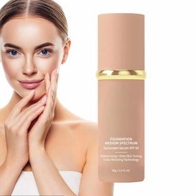 Moisturizing Foundation Serum - Waterproof, Sweatproof, Lightweight, Skin Tone Matching, Moisturizing Liquid Makeup Base for All Skin Types - Medium Coverage 1.0 FL OZ