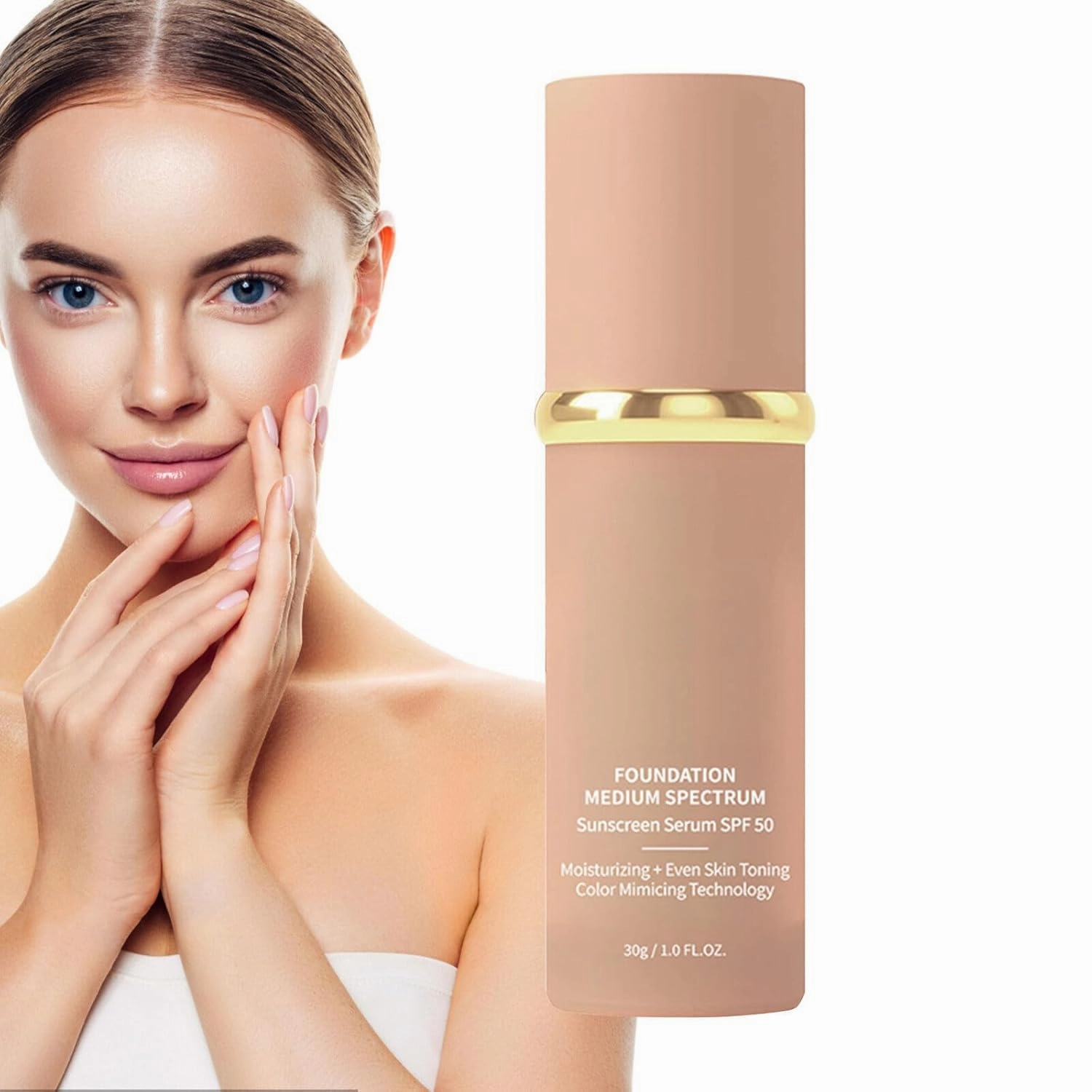Moisturizing Foundation Serum - Waterproof, Sweatproof, Lightweight, Skin Tone Matching, Moisturizing Liquid Makeup Base for All Skin Types - Medium Coverage 1.0 FL OZ