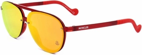 Moncler ML0063 Sunglasses - Shiny Red Frame, Smoke Mirror Lenses, 61 mm Lens Diameter ML00636166C