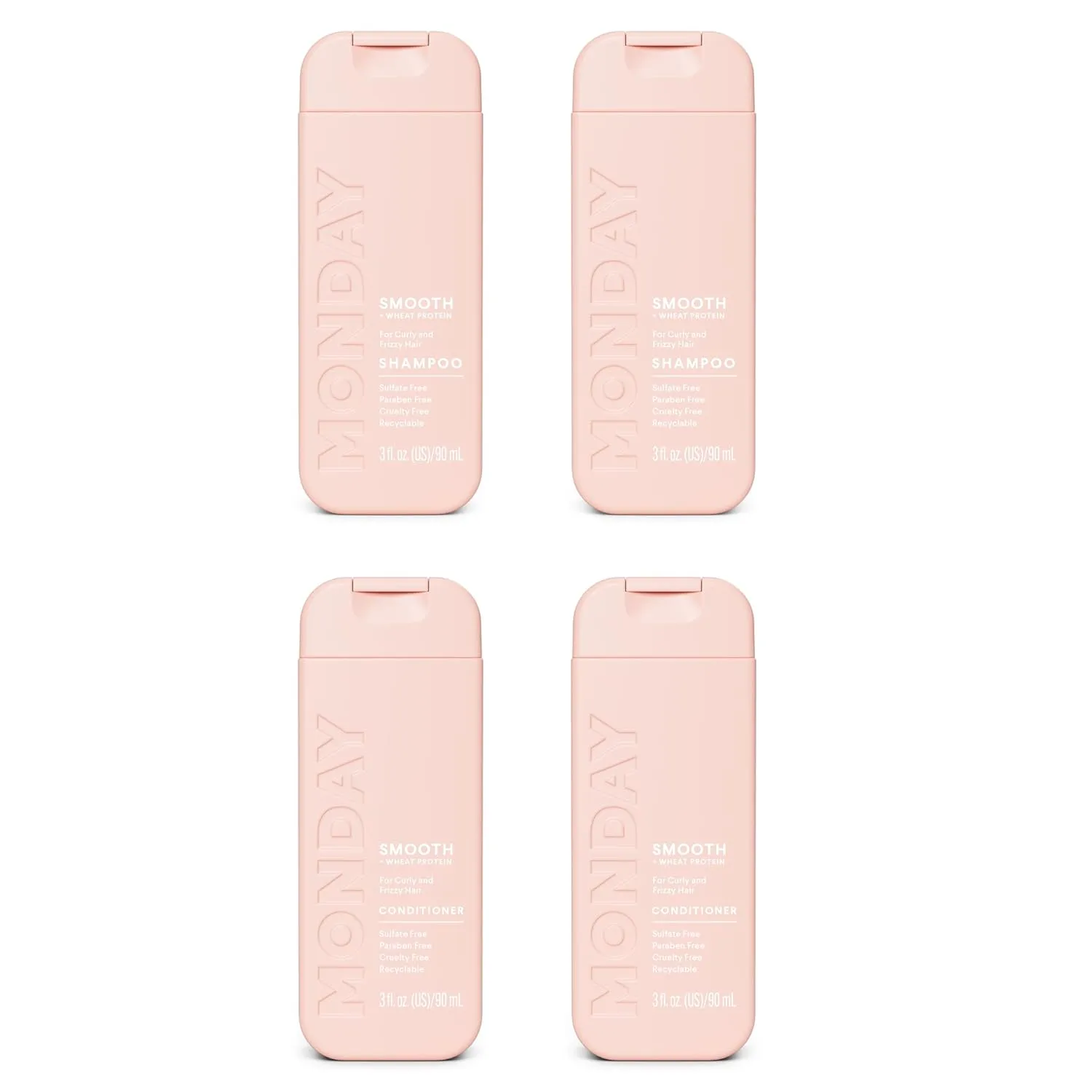 Monday Haircare Smooth Shampoo & Conditioner Travel Pack - 3oz, 90ML Travel Kit (2 x Shampoo,2 x Conditioner)