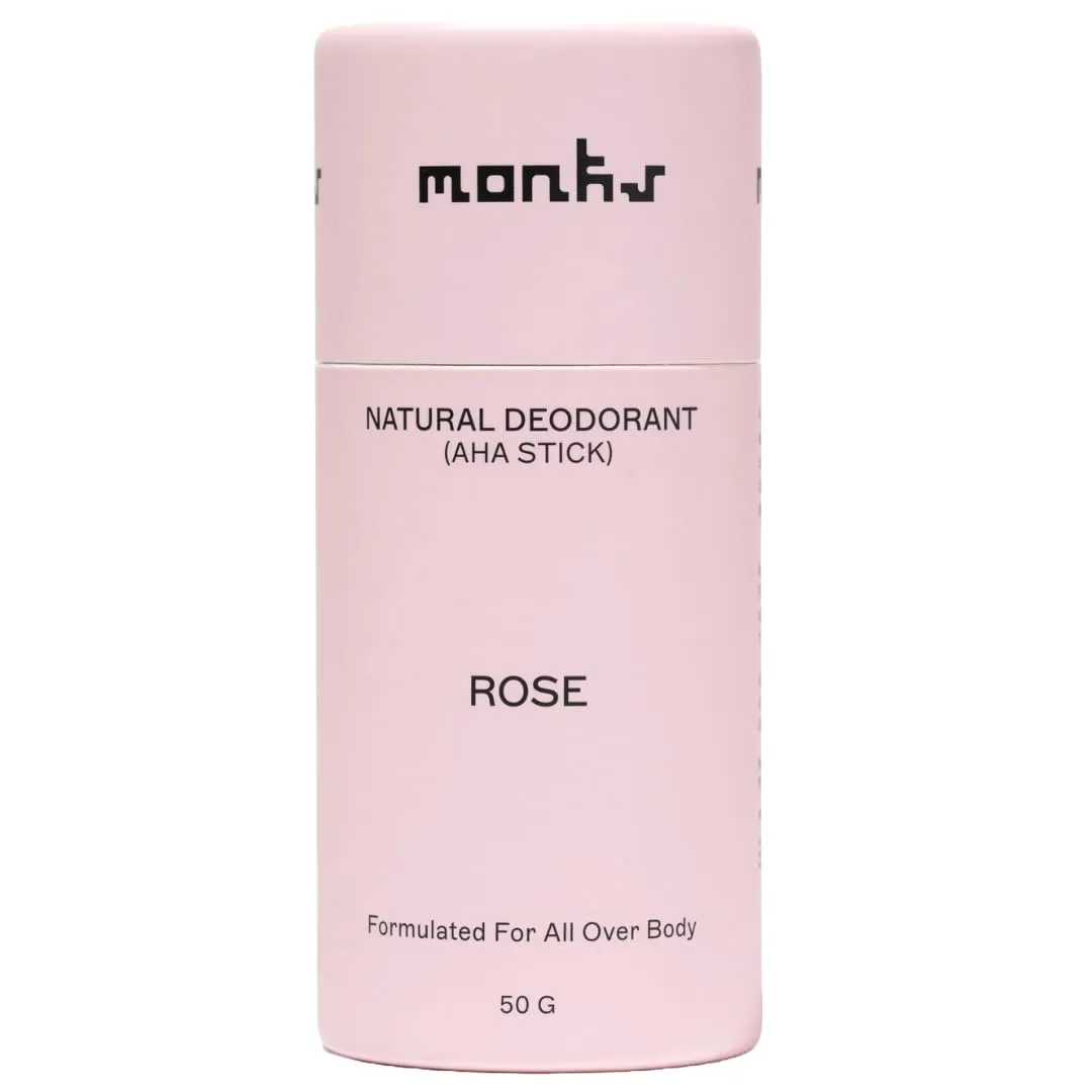 MONKS Whole Body Natural Deodorant Stick - For Women and Men, Aluminum-Free, Baking Soda Free, Organic AHA’s, Pure Essential Oils (Damask Rose & Cedarwood)