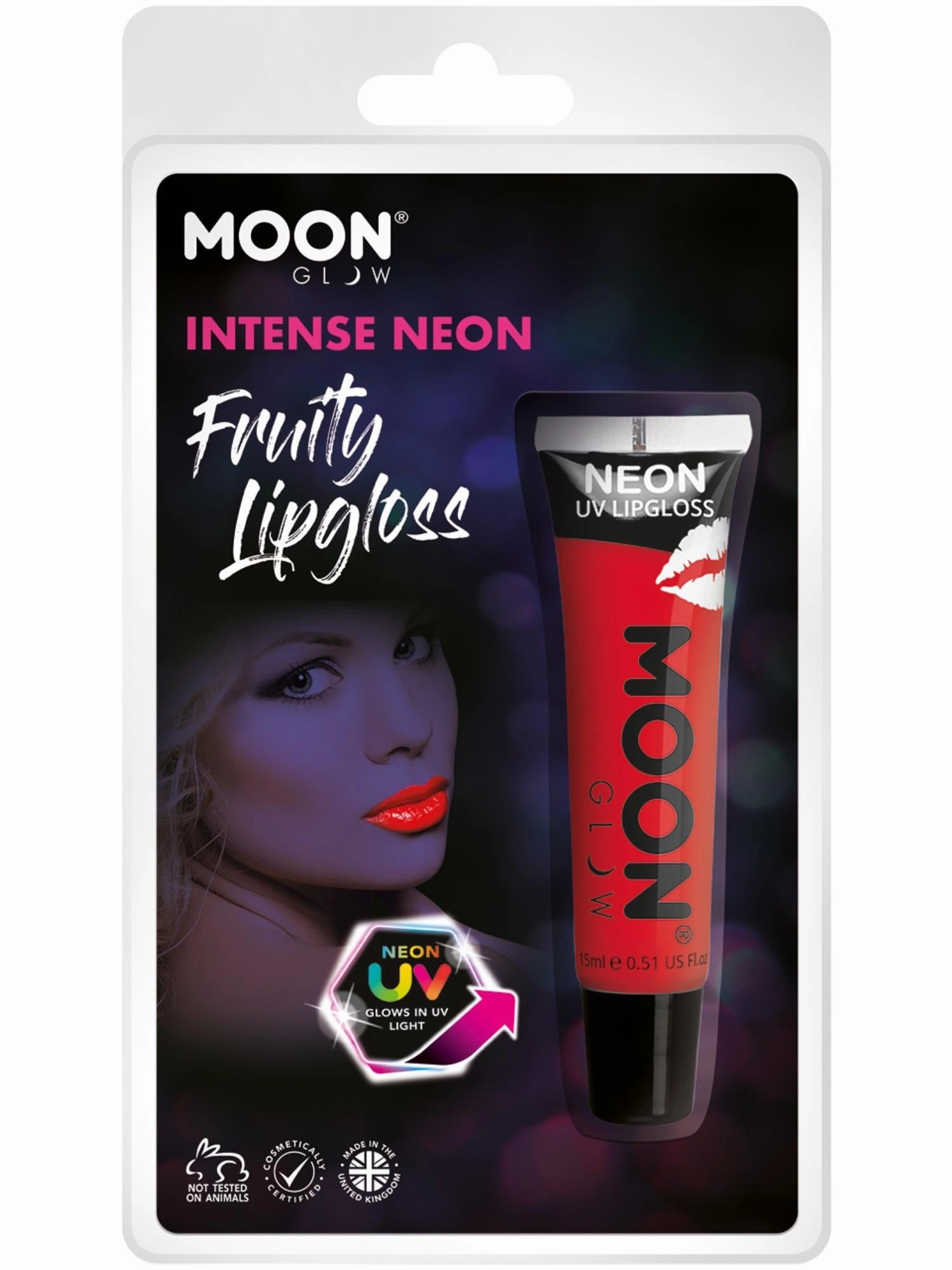 Moon Glow Intense Neon UV Fruity Lipgloss, Red  Wholesale