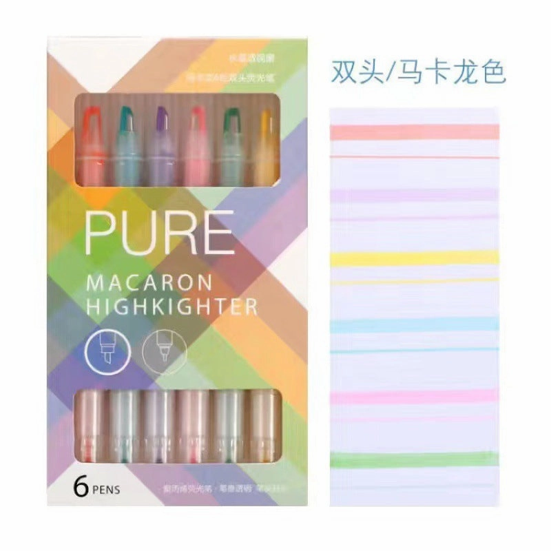 Morandi Color Hollow Nib Double Head Set Highlighter