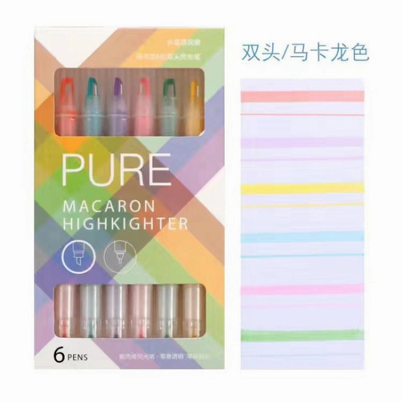 Morandi Color Hollow Nib Double Head Set Highlighter