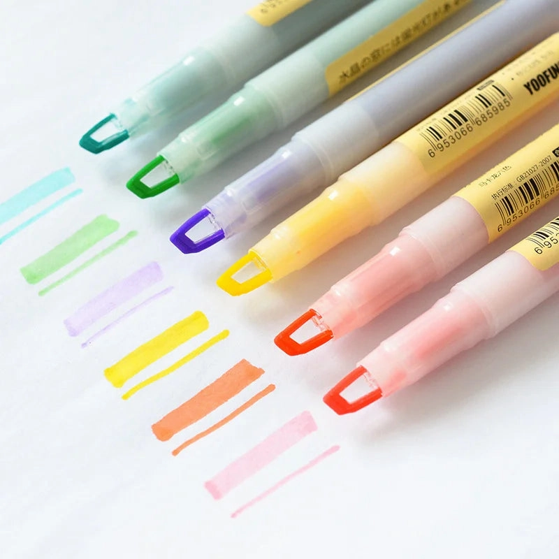 Morandi Color Hollow Nib Double Head Set Highlighter