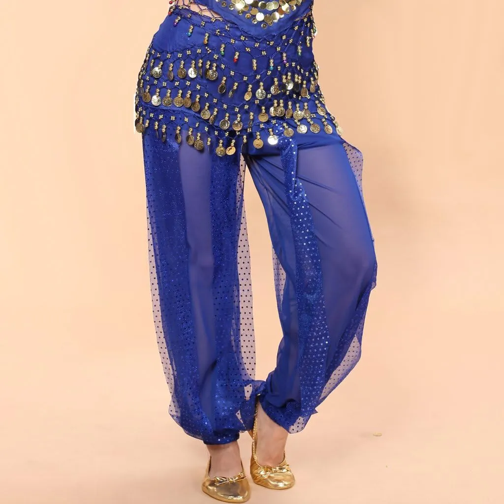 MUNAFIE Belly Dance Harem Pants Arabic Halloween Lantern Shiny Pants Fancy Pants US0-14