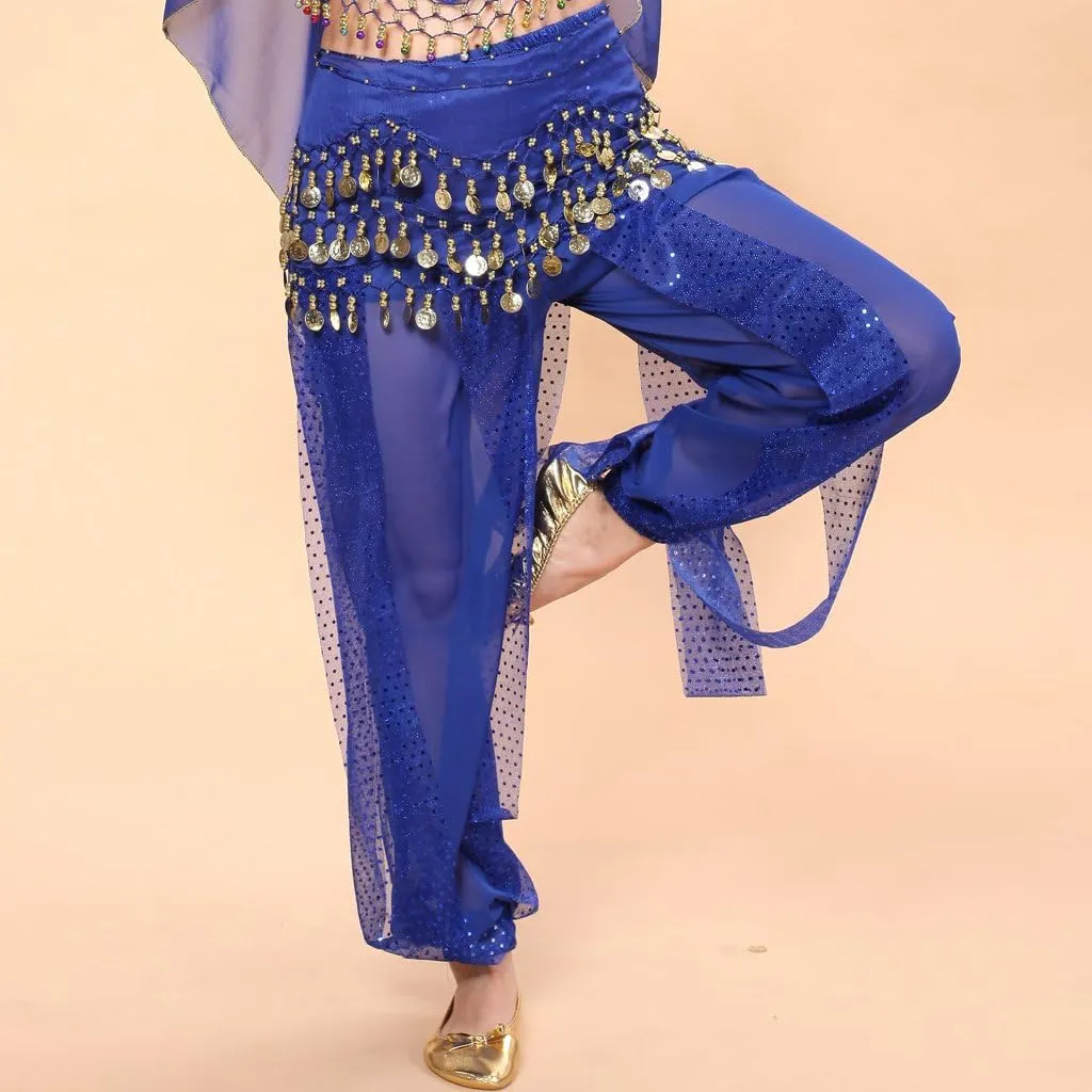 MUNAFIE Belly Dance Harem Pants Arabic Halloween Lantern Shiny Pants Fancy Pants US0-14