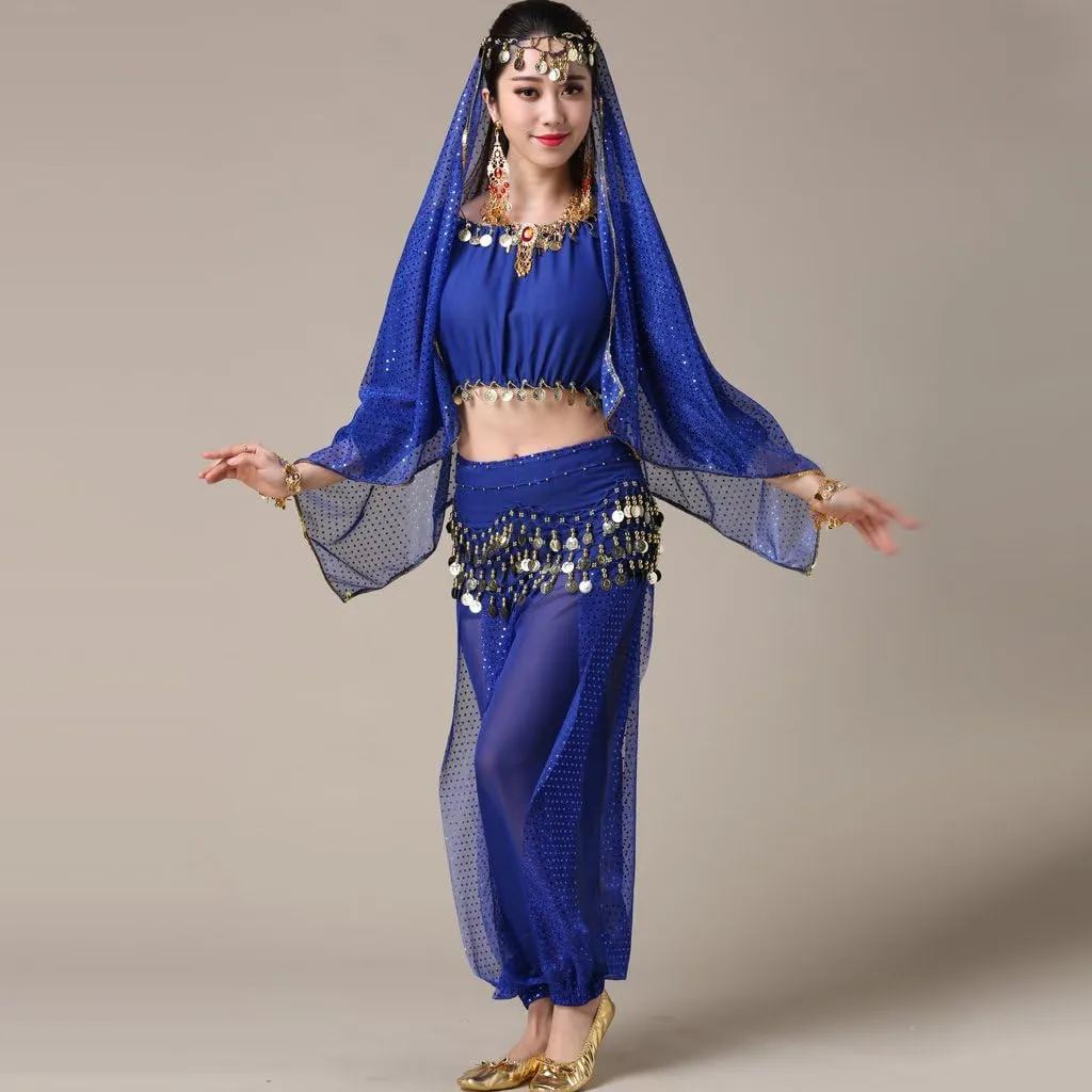MUNAFIE Belly Dance Harem Pants Arabic Halloween Lantern Shiny Pants Fancy Pants US0-14