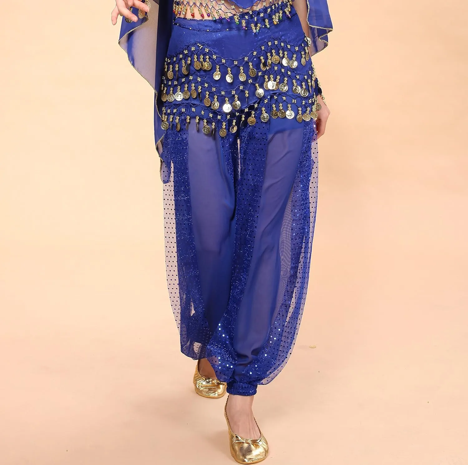 MUNAFIE Belly Dance Harem Pants Arabic Halloween Lantern Shiny Pants Fancy Pants US0-14