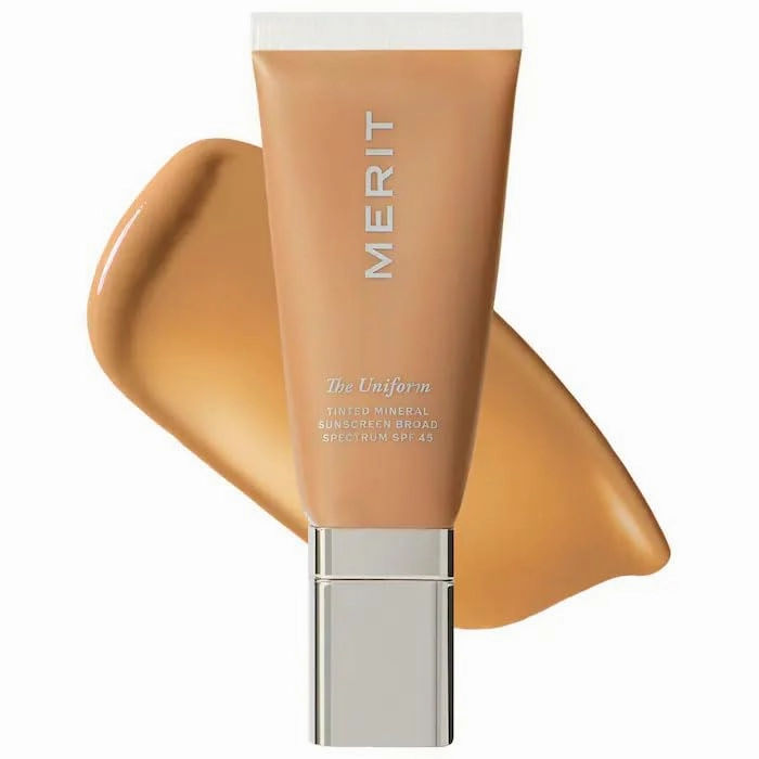 M𝔼RIT - The Uniform Tinted Mineral Sunscreen Broad Spectrum SPF 45, Fragrance Free, Non-Comedogenic, Lightweight, buildable, oil-free - Color: (14 - medium-deep neutral) - Size: (1.7 oz/50 mL)