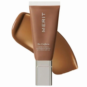 M𝔼RIT - The Uniform Tinted Mineral Sunscreen Broad Spectrum SPF 45, Fragrance Free, Non-Comedogenic, Lightweight, buildable, oil-free - Color: (6 - deep-rich neutral-warm) - Size: (1.7 oz/50 mL)