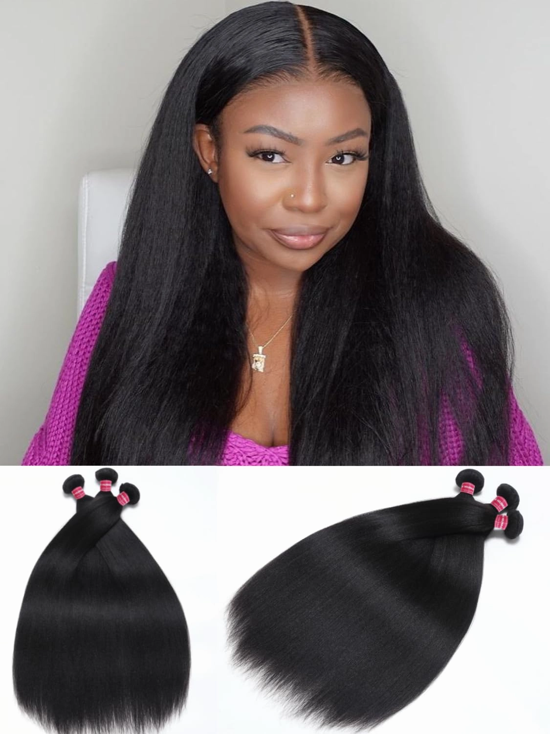 Nadula 12A Yaki Straight Human Hair Weave 1 Bundle 18inch, 100% Unprocessed Virgin Human Hair Weft Extensions for Women Natural Color