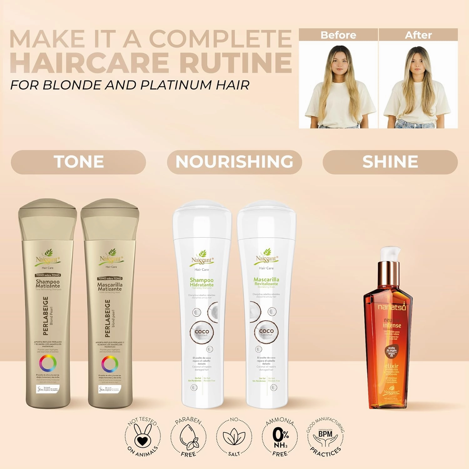 naissant Perla Beige Hair Purple Shampoo | Eliminates Brassiness | Neutralizes Yellow & Orange Tones | Paraben, Ammonia & Sulfate Free | Pro-Vitamin B5, Olive Oil & Honey (Perla Beige) 10.1 Fl Oz