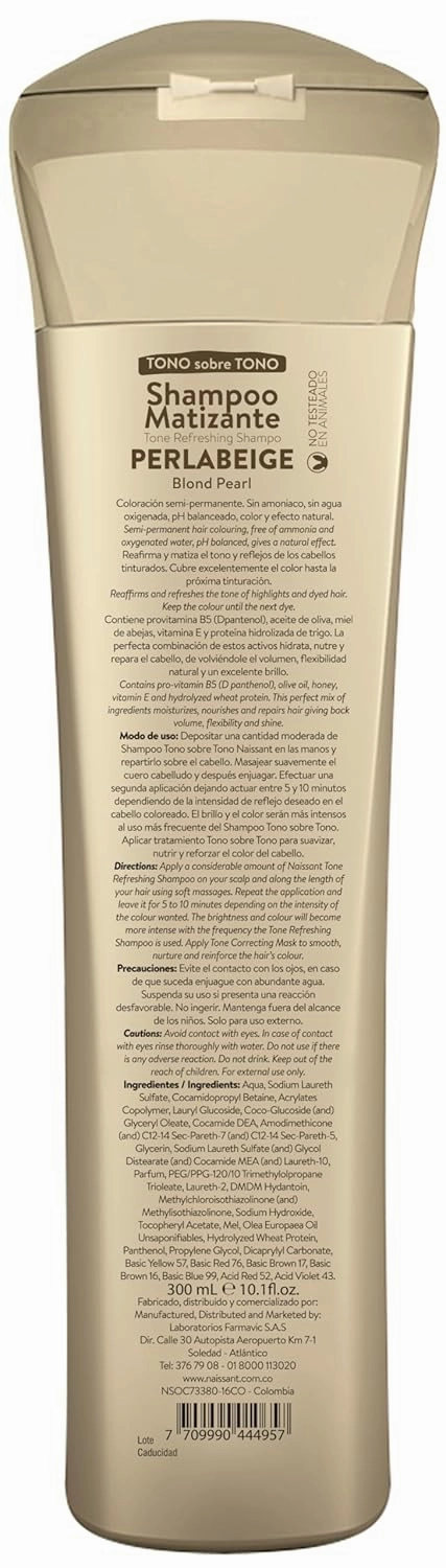 naissant Perla Beige Hair Purple Shampoo | Eliminates Brassiness | Neutralizes Yellow & Orange Tones | Paraben, Ammonia & Sulfate Free | Pro-Vitamin B5, Olive Oil & Honey (Perla Beige) 10.1 Fl Oz