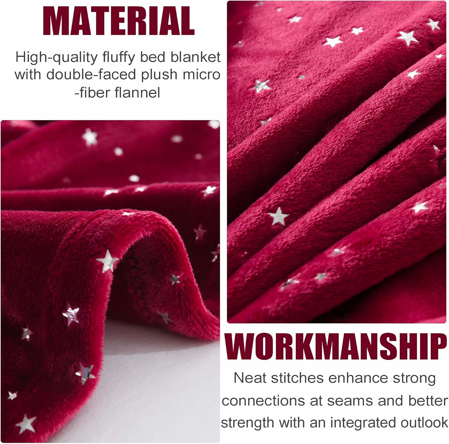 NANPIPER Throw Blanket, Ultra Soft Thick Microplush Bed Blanket, All Season Premium Fluffy Microfiber Fleece Throw for Sofa Couch (Twin Size 65"x80", Wine Red)