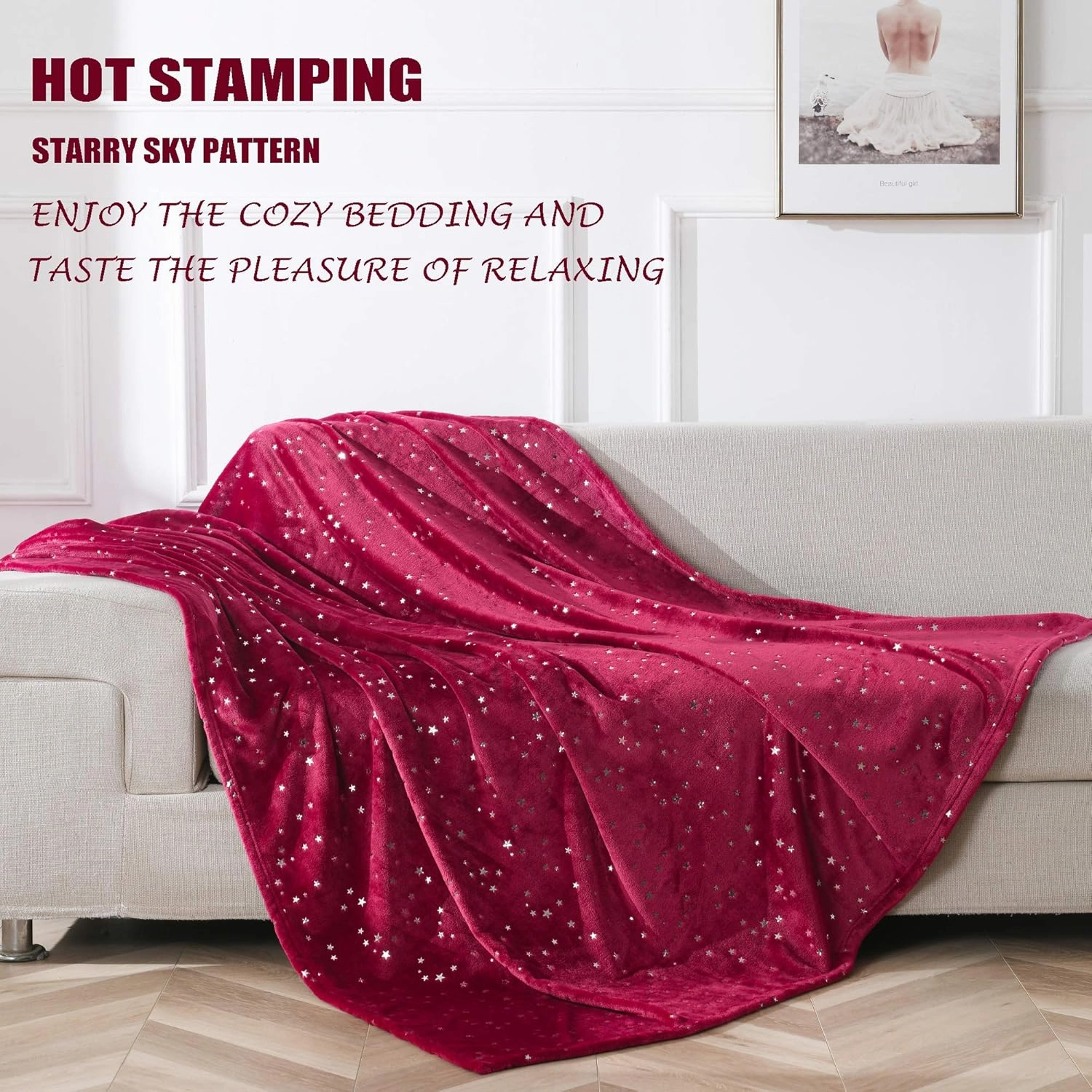 NANPIPER Throw Blanket, Ultra Soft Thick Microplush Bed Blanket, All Season Premium Fluffy Microfiber Fleece Throw for Sofa Couch (Twin Size 65"x80", Wine Red)