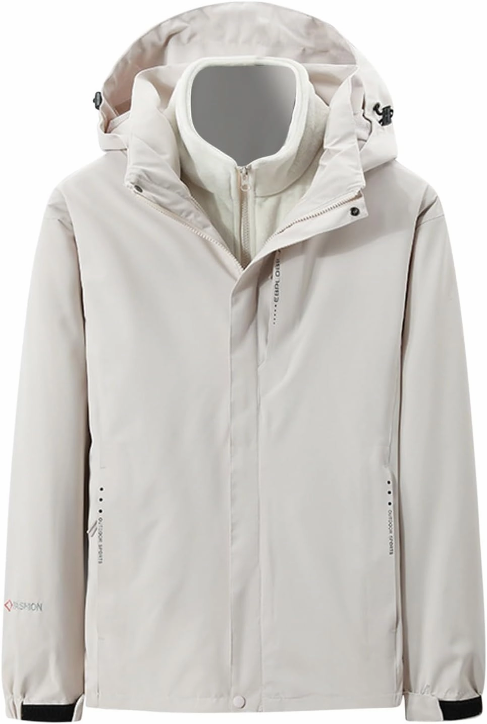 NATHGAM Women's Waterproof Hiking Skiing Jacket 3 in 1 with Removable Hood Coat Thicken Fleece Lined Winter Warm Rain Coat