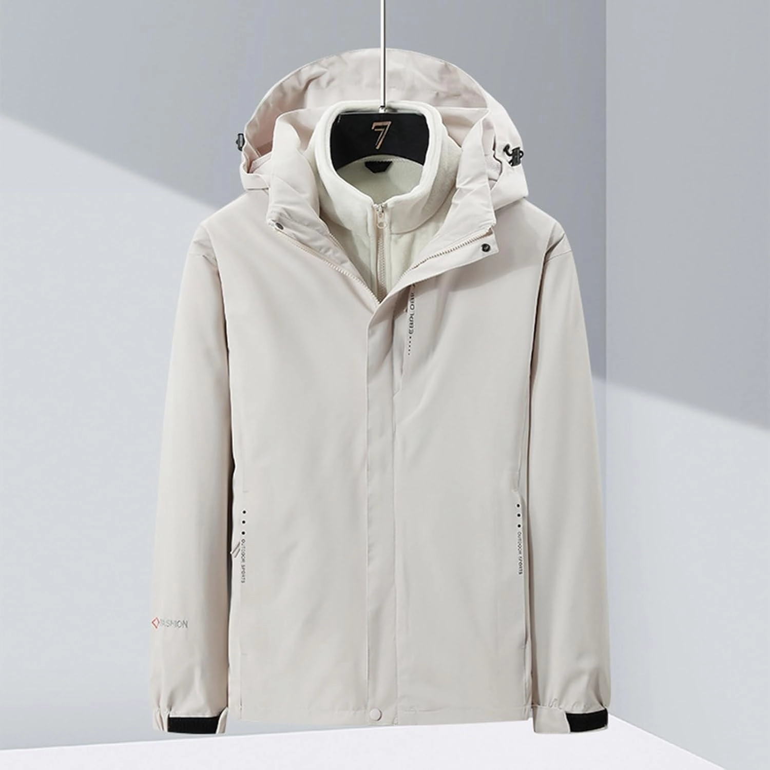 NATHGAM Women's Waterproof Hiking Skiing Jacket 3 in 1 with Removable Hood Coat Thicken Fleece Lined Winter Warm Rain Coat