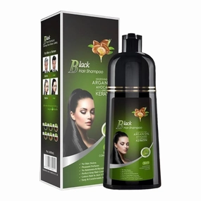 Natural Hair Dye Shampoo 3 in 1 - For Women & Men - Instant Coloring - Herbal Ingredients, Easy to Use & Long Lasting Color (Black)