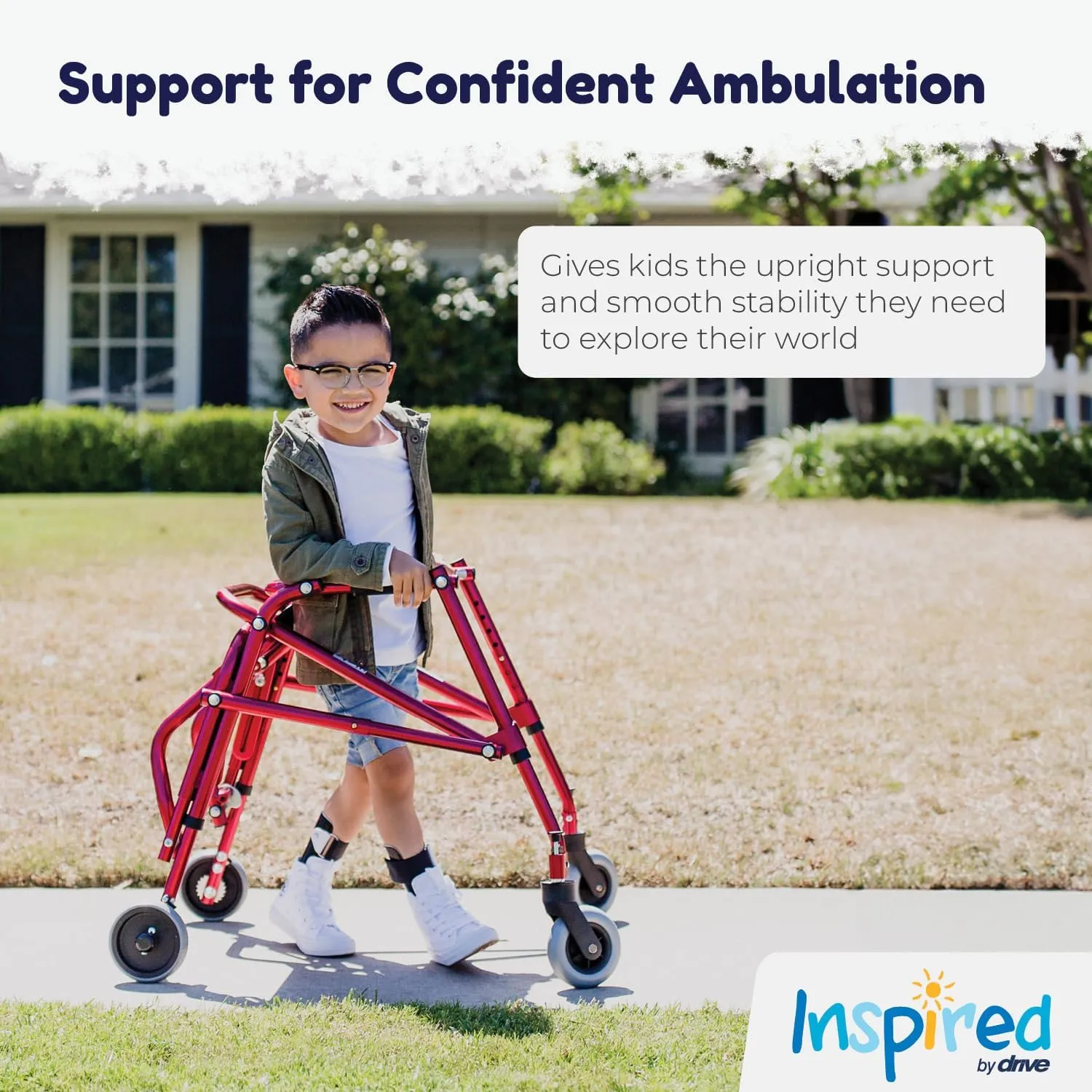 Nimbo 2G Mobility Aid Lightweight Posterior Walker, Extra Small, Castle Red