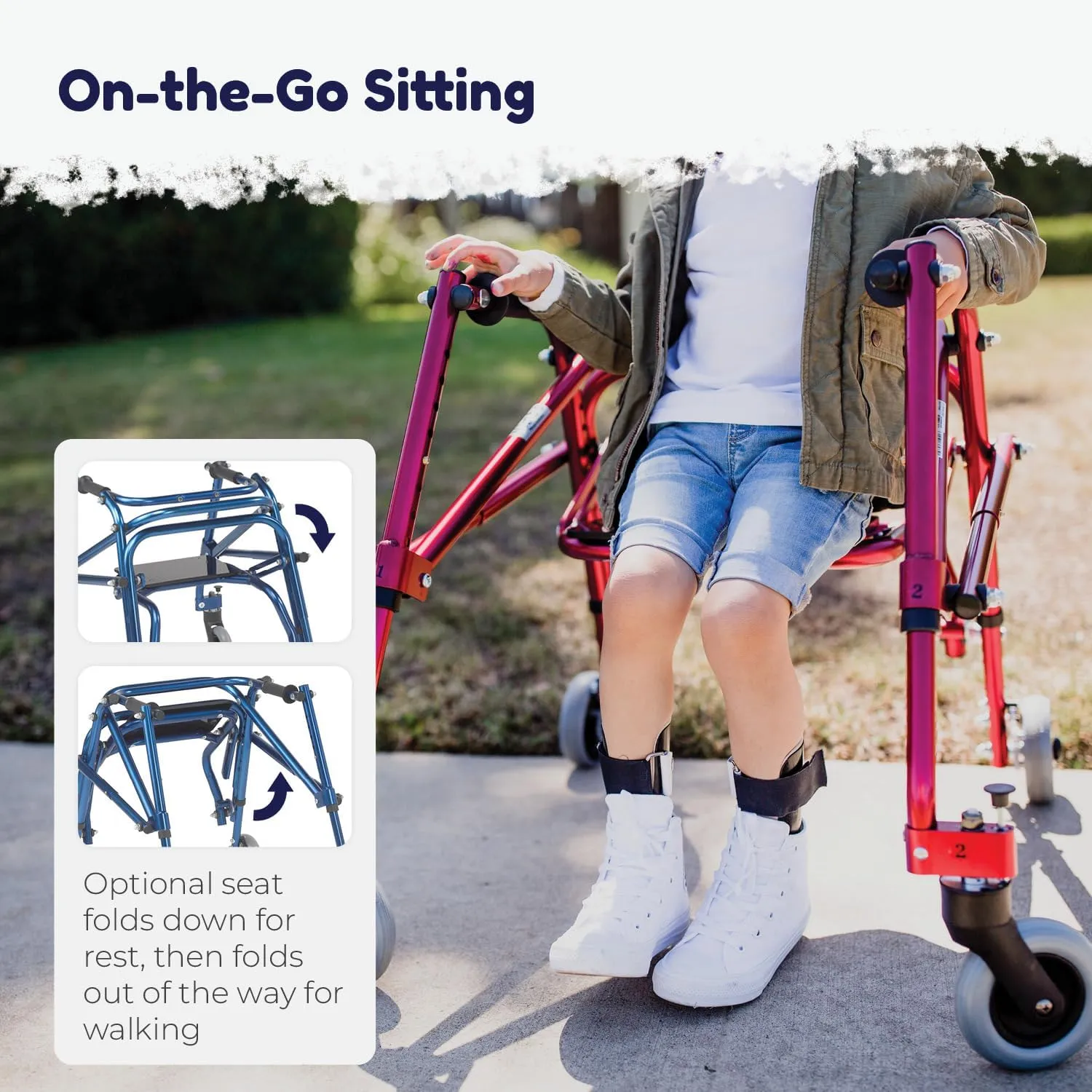 Nimbo 2G Mobility Aid Lightweight Posterior Walker, Extra Small, Castle Red