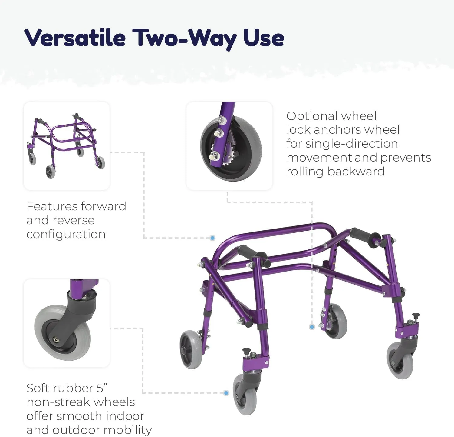 Nimbo 2G Mobility Aid Lightweight Posterior Walker, Extra Small, Castle Red
