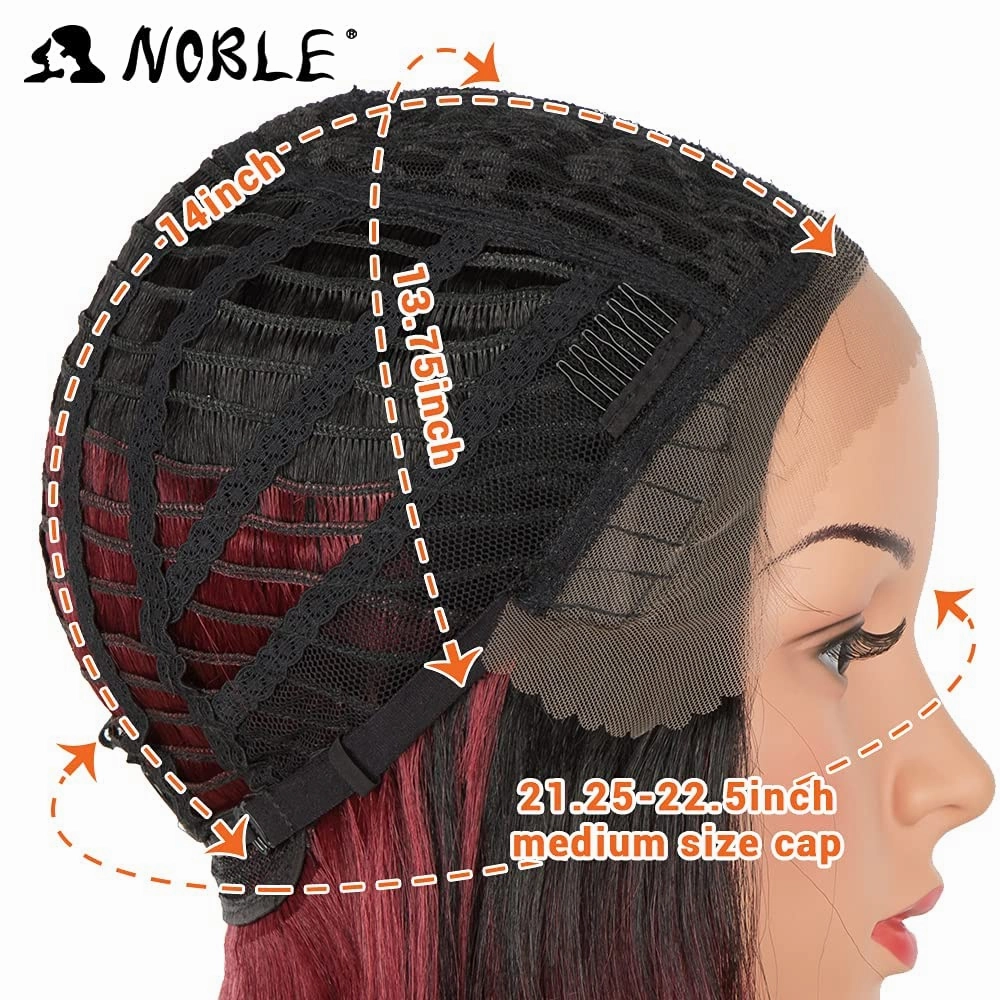 NOBLE Lace Front Wigs for Women Burgundy Red Bob Wigs for Women 10 inches Short Blunt Cut Ombre Bob Wigs Realistic Synthetic Wigs for Party and Daily Use