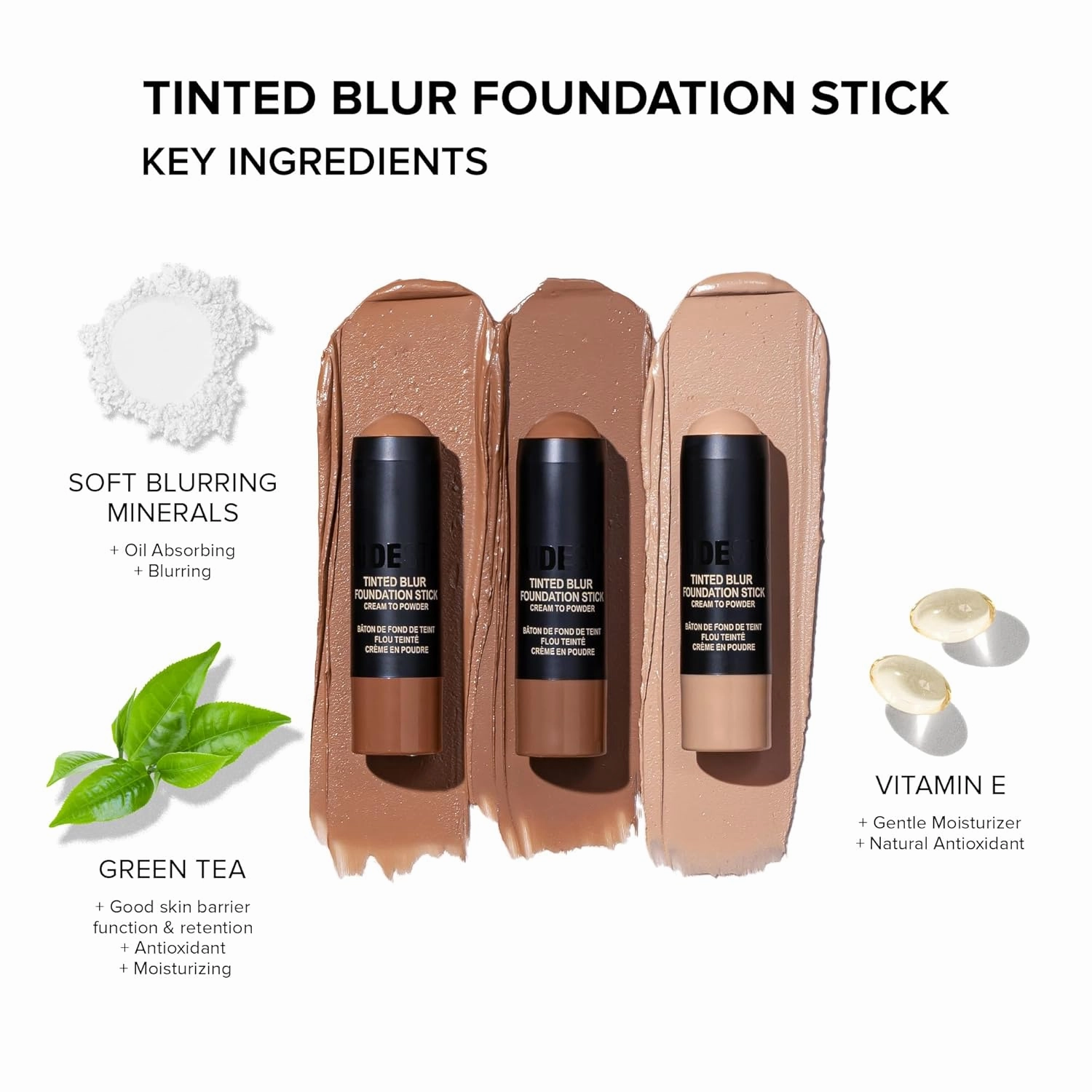 Nudestix Nudies Tinted Blur Foundation Stick, Matte Cream Powder Multitask Makeup to Tint, Blur, Blot Skin and Sculpt Face, Lightweight, Natural Matte Finish, 0.2 fl oz (6.2 g)