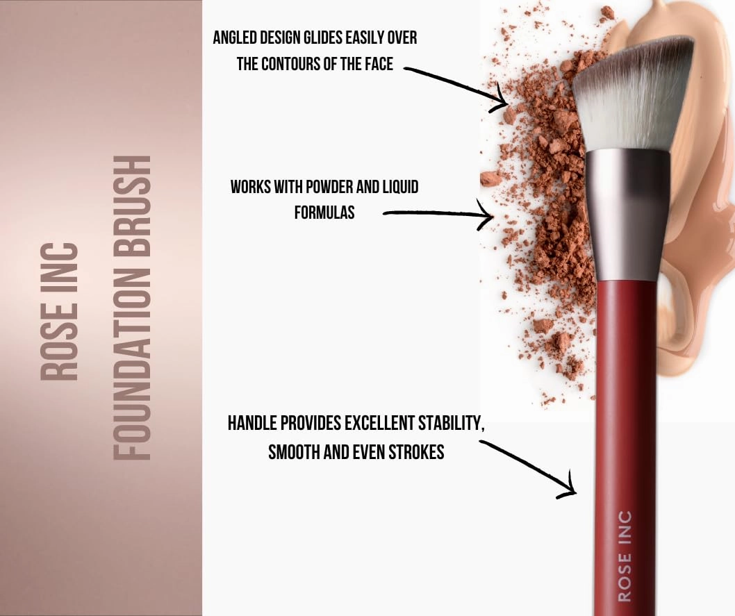 Number 3 Foundation Brush - Angled Vegan Brush for Seamless Blending and Natural Finish