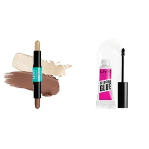 NYX PROFESSIONAL MAKEUP Wonder Stick Face Shaping & Contouring Stick and Brow Glue Extreme Hold Eyebrow Gel Bundle
