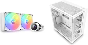 NZXT Kraken 280 RGB CPU Liquid Cooler & H9 Flow Dual-Chamber ATX Mid-Tower PC Case - 280mm AIO Cooler with Customizable LCD Display & High Airflow Case with 360mm Radiator Support