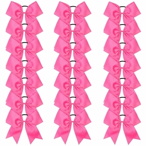 Oaoleer 21PCS 8" Large Cheer Bows Hot Pink Bows Jumbo Cheerleader Bow with Ponytail Holder Elastic Band Handmade for Cheerleading Teen Girls College Sports