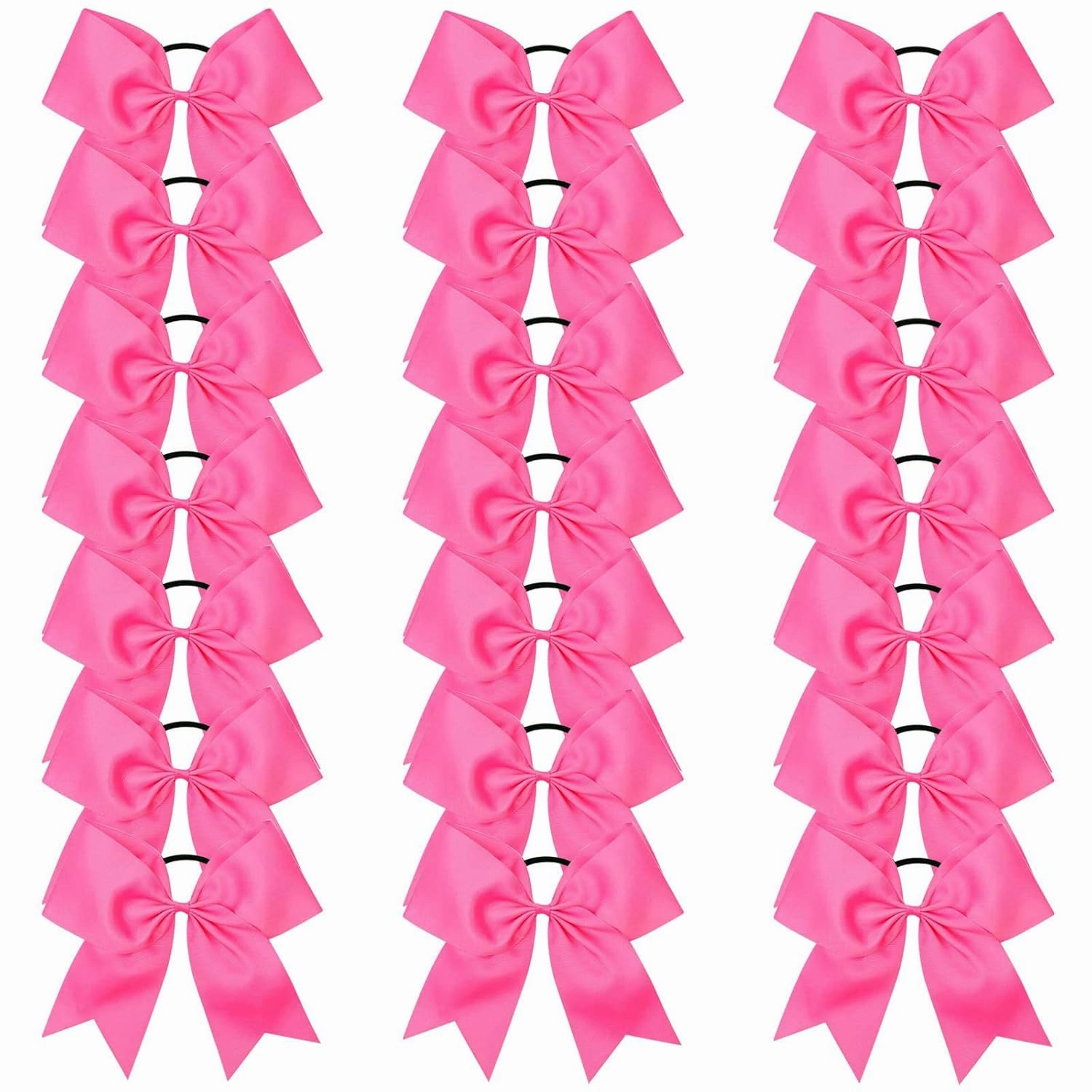 Oaoleer 21PCS 8" Large Cheer Bows Hot Pink Bows Jumbo Cheerleader Bow with Ponytail Holder Elastic Band Handmade for Cheerleading Teen Girls College Sports