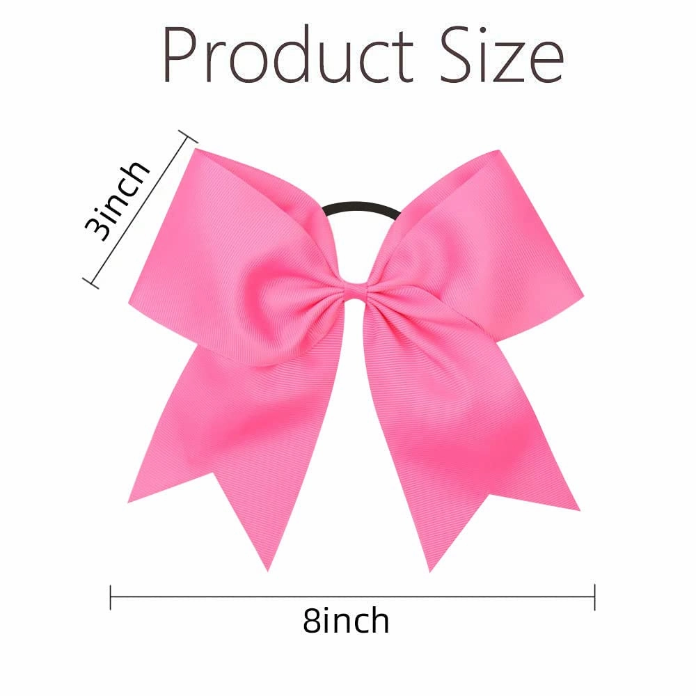 Oaoleer 21PCS 8" Large Cheer Bows Hot Pink Bows Jumbo Cheerleader Bow with Ponytail Holder Elastic Band Handmade for Cheerleading Teen Girls College Sports
