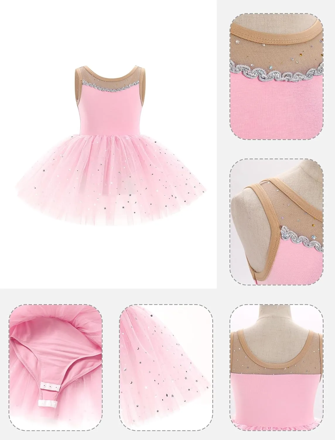 ODASDO Ballerina Costume for Girls Toddler Kids Ballet Dance Leotard Princess Glitter Tutu Dress Dancewear