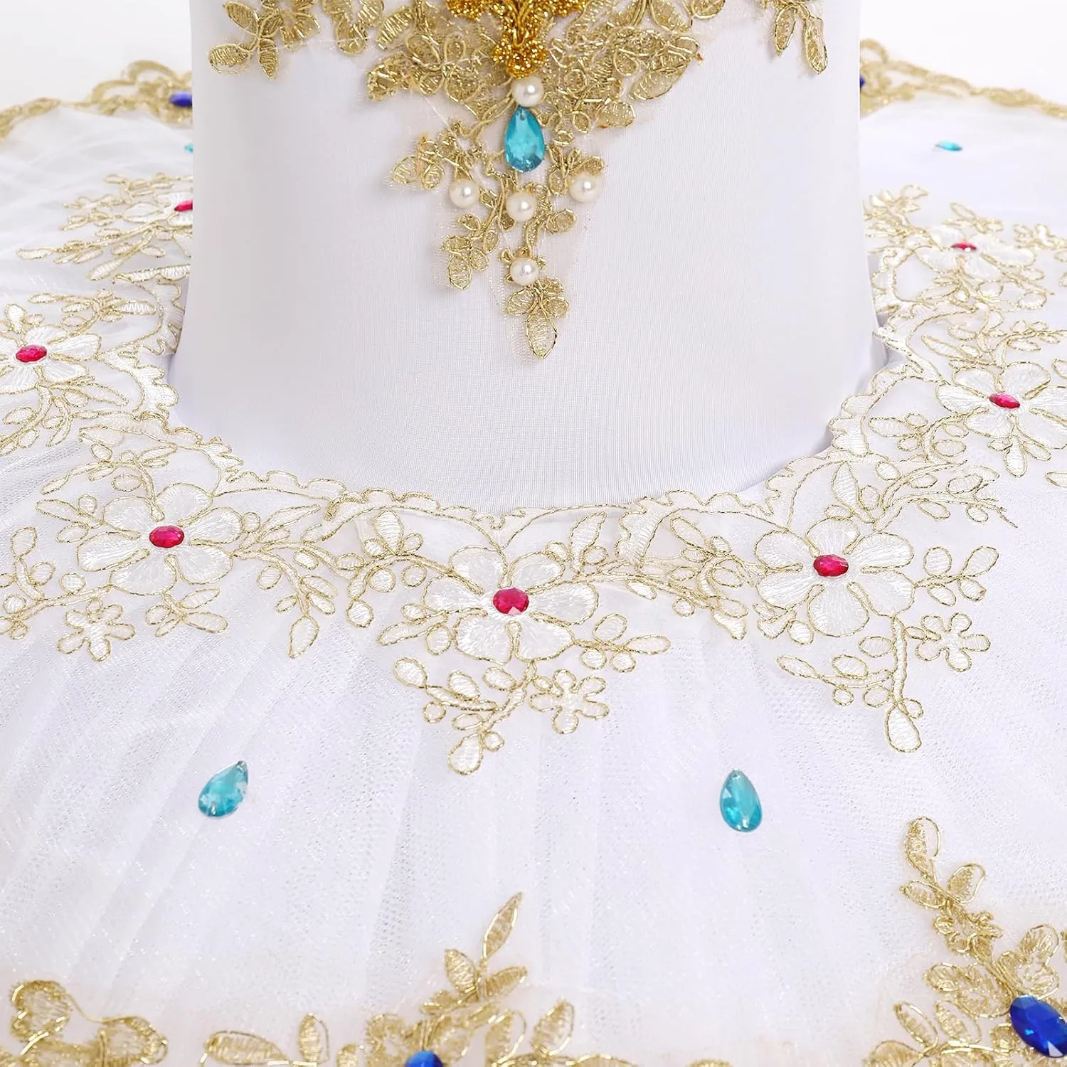 ODASDO Girls Ballet Dance Flat Tutu Pancake Dress Kids Professional Swan Lake Princess Platter Dress for Stage Performance
