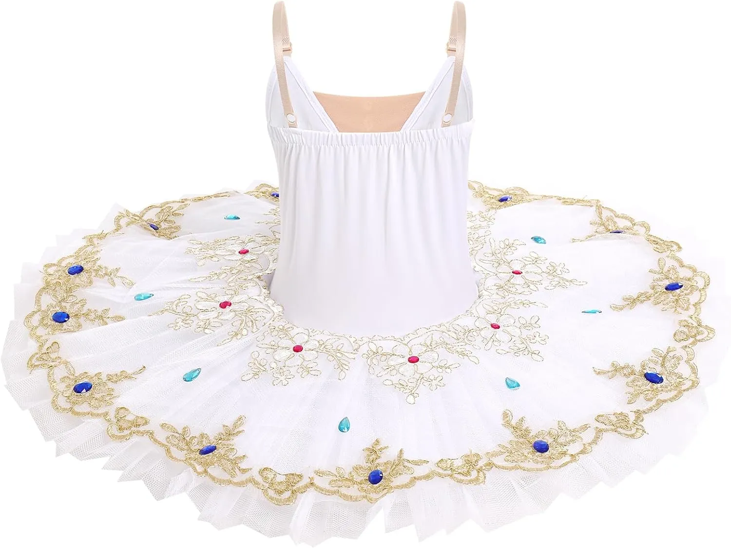 ODASDO Girls Ballet Dance Flat Tutu Pancake Dress Kids Professional Swan Lake Princess Platter Dress for Stage Performance