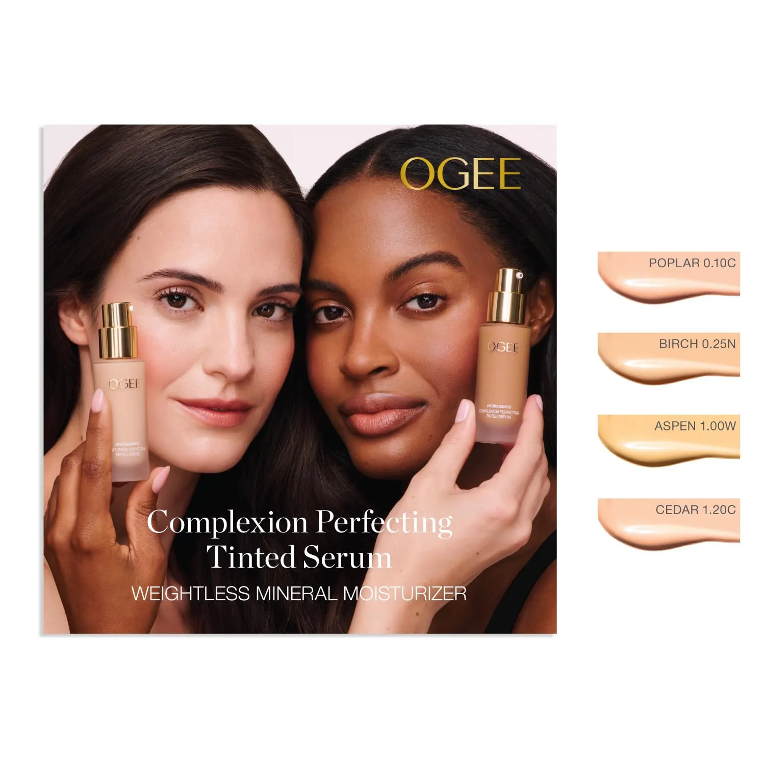Ogee Complexion Perfecting Liquid Foundation - Lightweight Tinted Moisturizer For Face (Aspen 1.0W - Fair, Warm Undertones) - with Vitamin C & Jojoba Oil - Certified Organic & Made in USA
