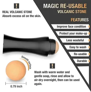 Oil-Absorbing Volcanic Face Roller, Reusable Facial Oil Remove Oil Control Stick, Portable Volcanic Stone Oil Absorbing Roller Men Women Oily Skin Beauty Skincare Tool for Home Travel Makeup Massage