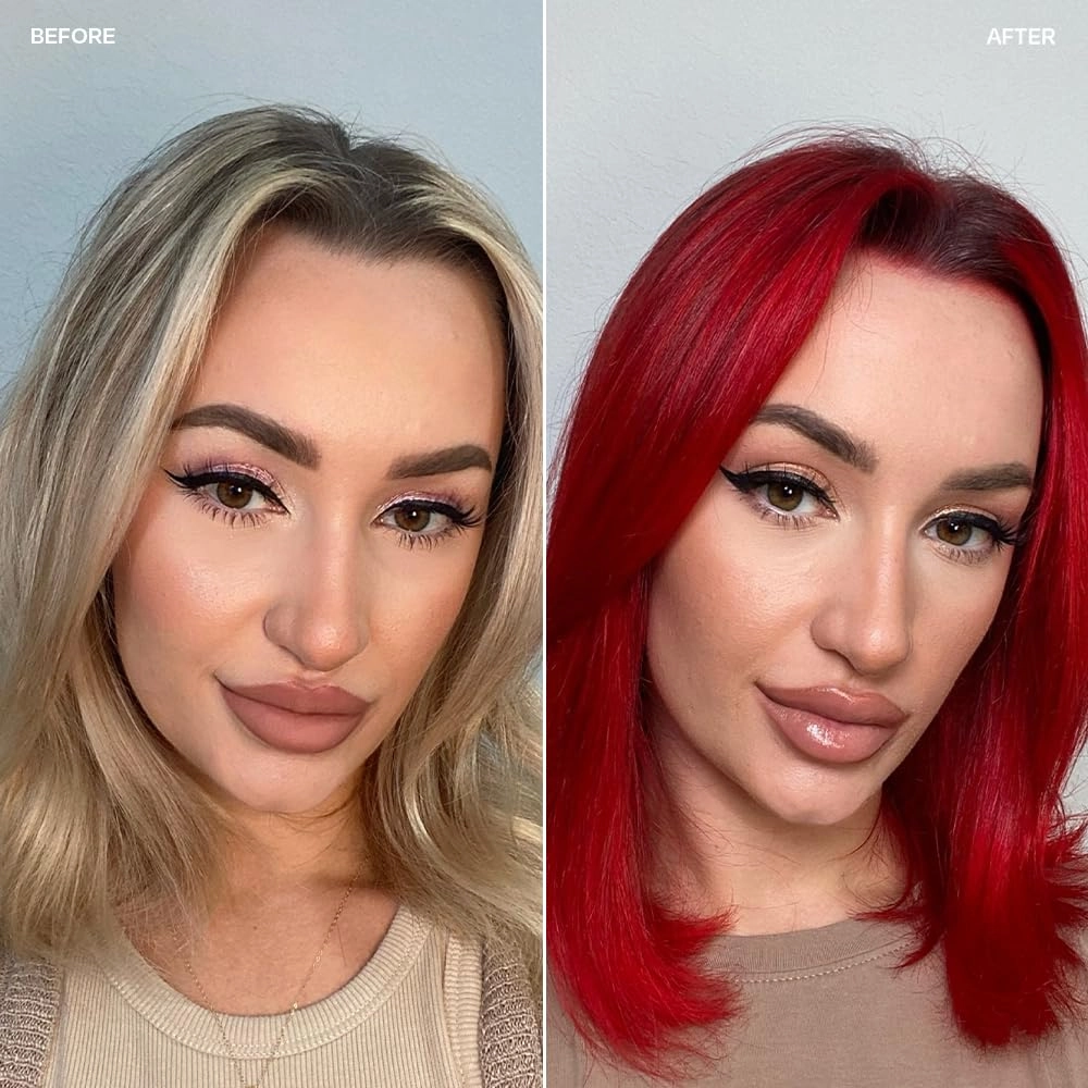 Overtone Color Depositing Semi-Permanent Hair Dye Conditioner - 8 oz For Natural & Color-Treated Hair, Moisturizing Shea Butter & Coconut Oil - Vegan & Cruelty-Free, Extreme Red