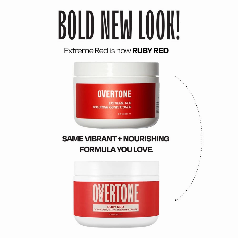 Overtone Color Depositing Semi-Permanent Hair Dye Conditioner - 8 oz For Natural & Color-Treated Hair, Moisturizing Shea Butter & Coconut Oil - Vegan & Cruelty-Free, Extreme Red