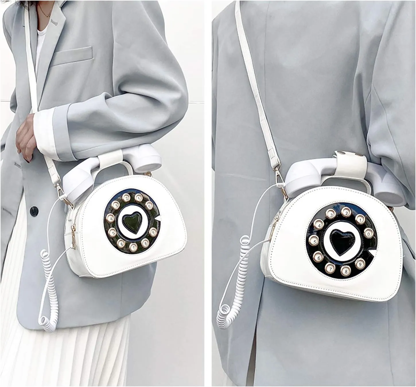 Oweisong Fun Telephone Purse for Women Novelty Pink Phone Tote Handbags Top Handle Shoulder Crossbdoy Bag