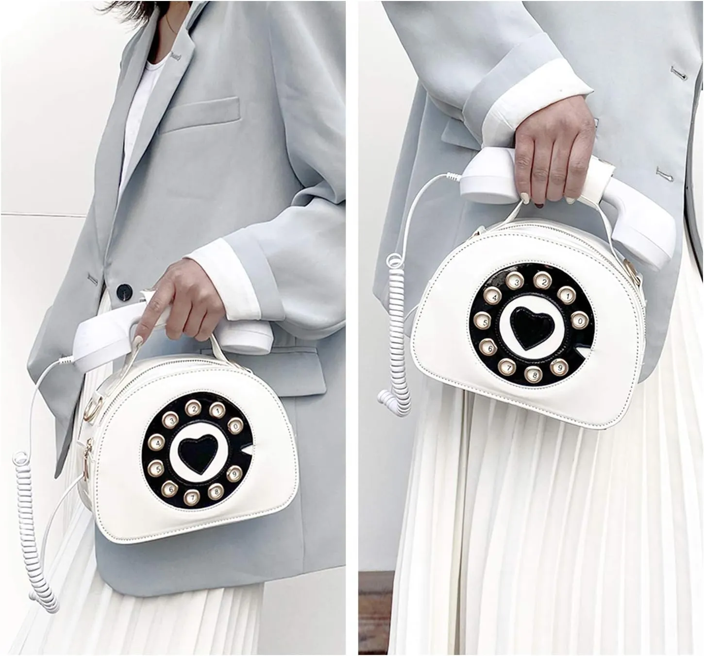 Oweisong Fun Telephone Purse for Women Novelty Pink Phone Tote Handbags Top Handle Shoulder Crossbdoy Bag